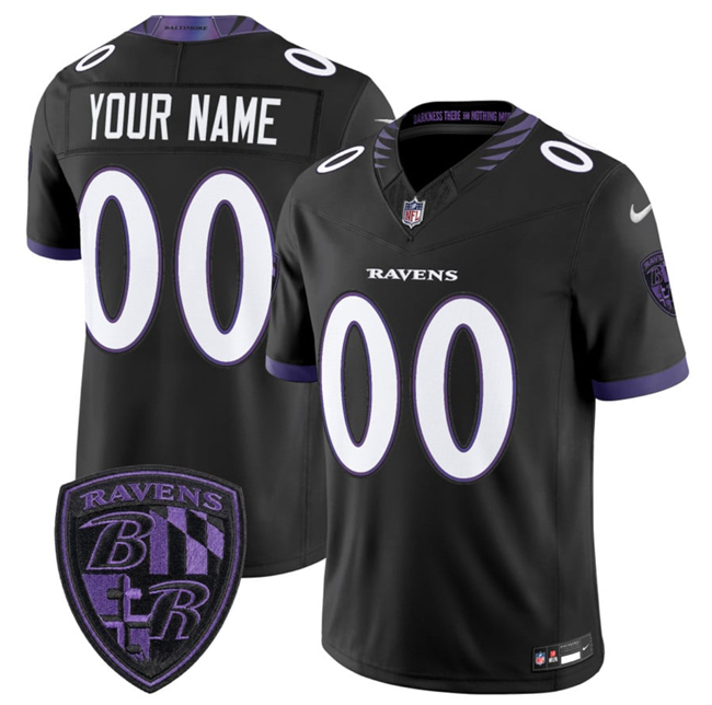 Men's Baltimore Ravens Active Player Custom Black 2026 F.U.S.E. Alternate Vapor Stitched Limited Football Jersey