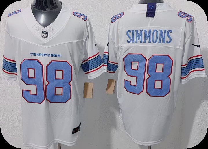 Men's Tennessee Titans #98 Jeffery Simmons White 2026 F.U.S.E. Vapor Limited Stitched Football Jersey