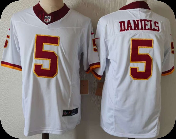 Men's Washington Commanders #5 Jayden Daniels White 2026 Hail Raiser Alternate Vapor Limited Stitched Football Jersey
