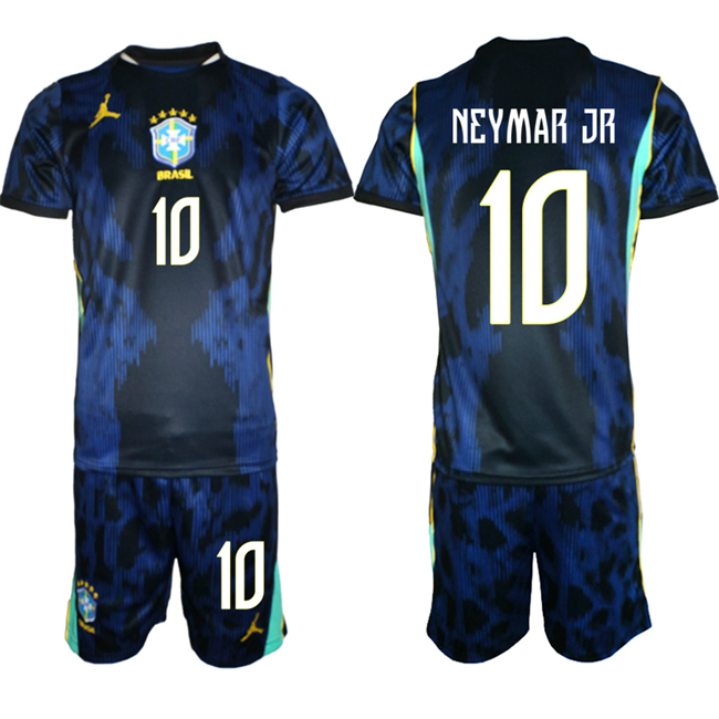 Men's Brazil National Football Team #10 Neymar Jr Navy 2026 Away Soccer Jersey Suit