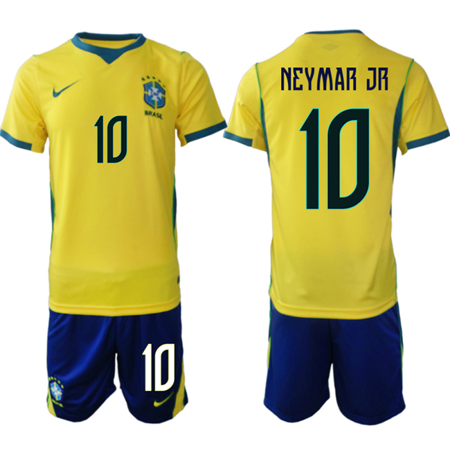Men's Brazil National Football Team #10 Neymar Jr Yellow Home 2026 Soccer Jersey Suit