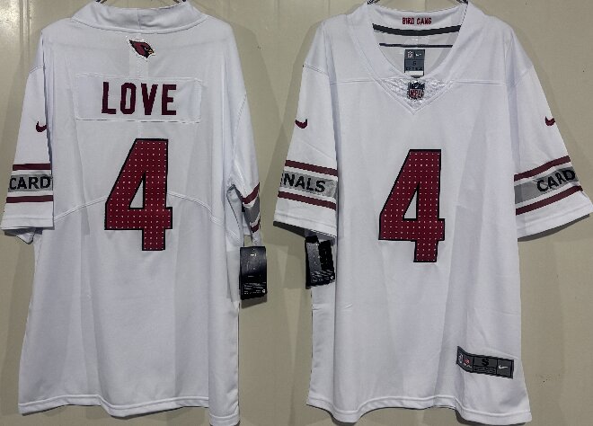 Men's Arizona Cardinals #4 Jeremiyah Love White 2026 Draft Vapor Untouchable Limited Stitched Jersey