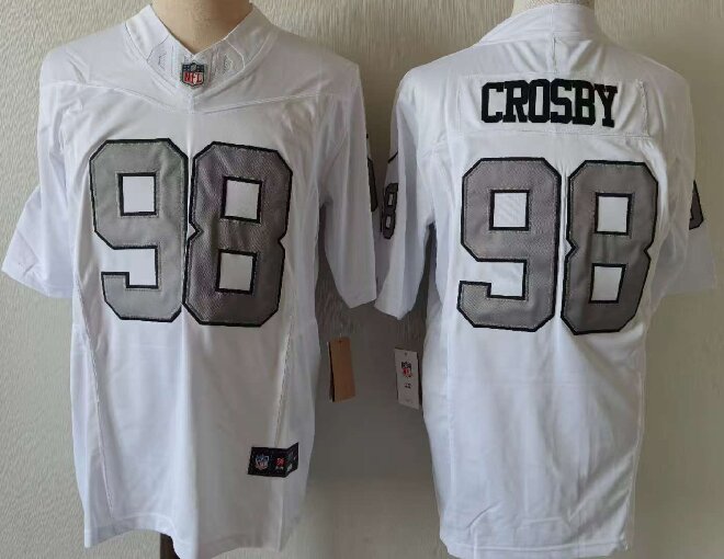 Men's Las Vegas Raiders #98 Maxx Crosby White 2026 F.U.S.E. With  Vapor Untouchable Limited Stitched Football Jersey