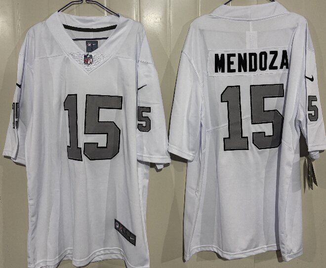 Men's Las Vegas Raiders #15 Fernando Mendoza White 2026 Draft Color Rush Vapor Untouchable Limited Stitched Football Jersey