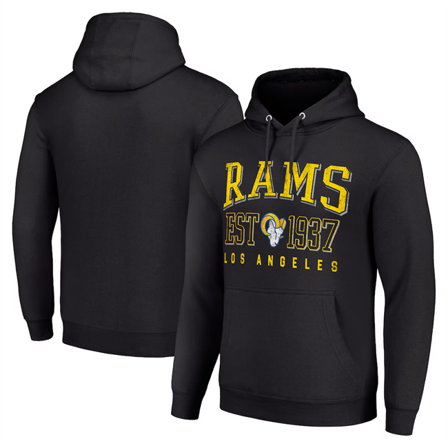 Men's Los Angeles Rams Black Throwback Logo Pullover Hoodie