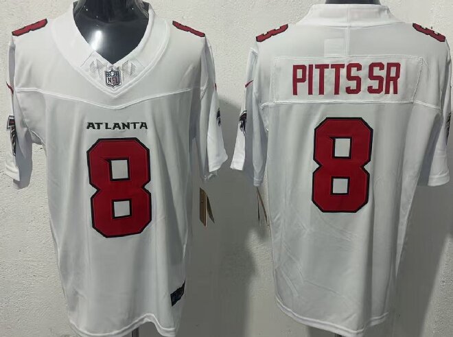Men's Atlanta Falcons #8 Kyle Pitts SR White 2026 New F.U.S.E. Vapor Untouchable Limited Stitched Football Jersey