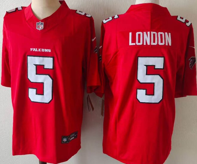 Men's Atlanta Falcons #5 Drake London Red 2026 New F.U.S.E. Vapor Untouchable Limited Stitched Football Jersey