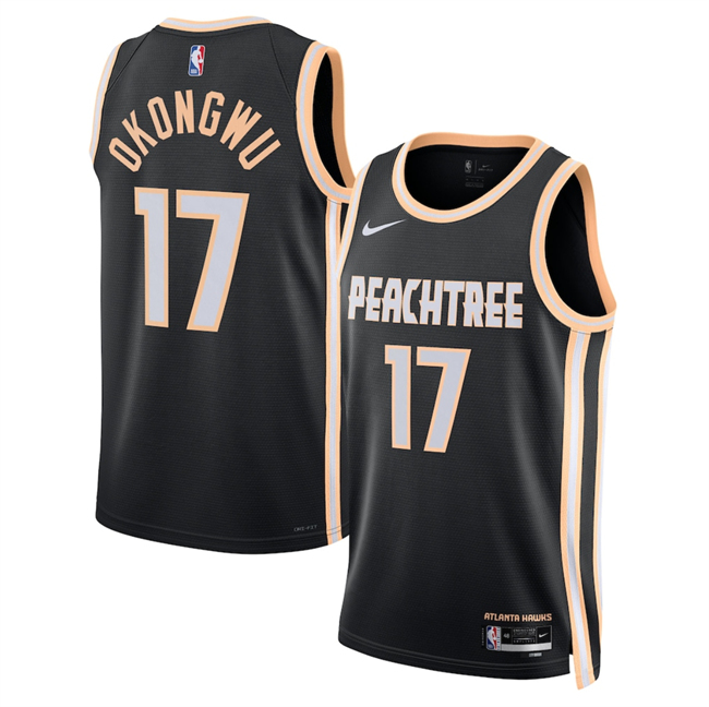 Men's Atlanta Hawks #17 Onyeka Okongwu Black 2026 City Edition Stitched Jersey