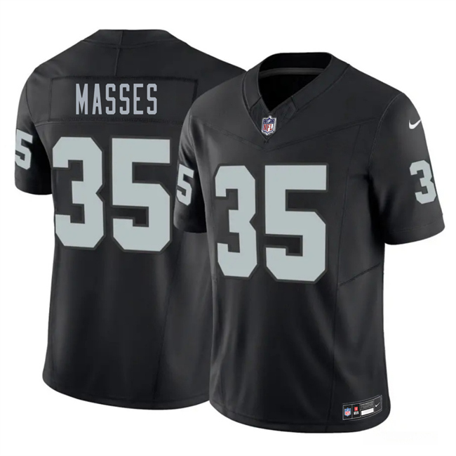 Men's Las Vegas Raiders #35 Hezekiah Masses Black 2026 Draft F.U.S.E. Vapor Untouchable Limited Stitched Football Jersey