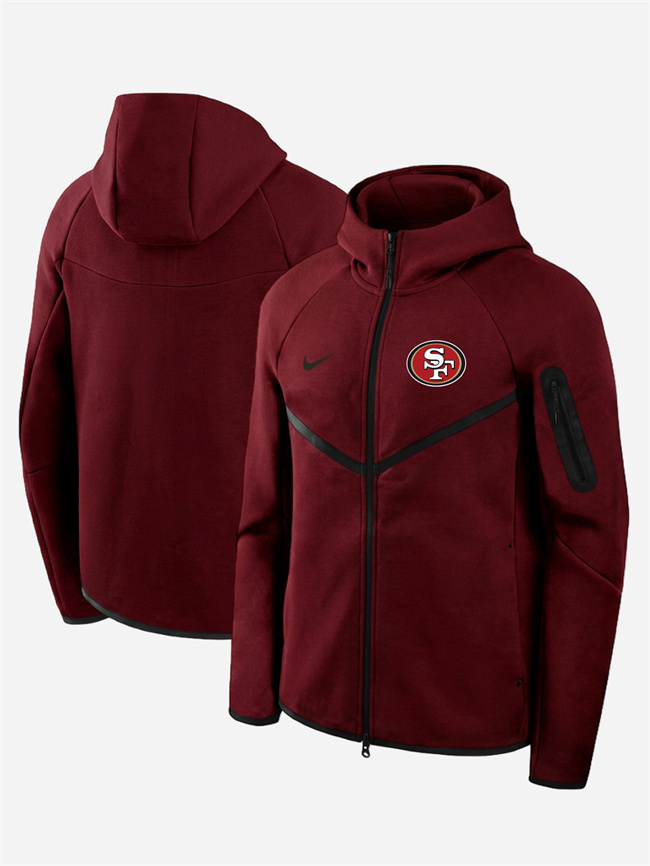 Men's San Francisco 49ers Red Tech Fleece Full-Zip Windrunner Hoodie