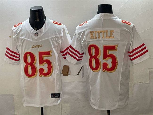 Men's San Francisco 49ers #85 George Kittle White Gold 2025 F.U.S.E. “Rivalries” Vapor Limited Stitched Football Jersey