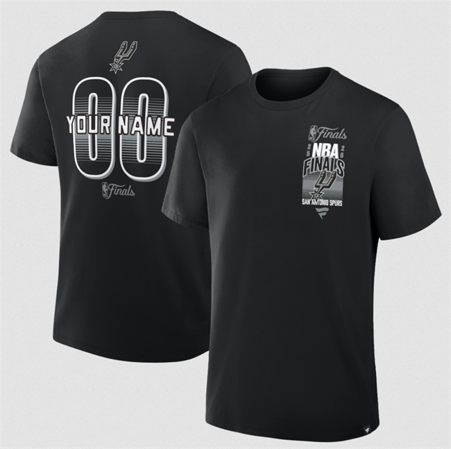Men's San Antonio Spurs Active Player Custom Black 2026 Finals Custom Name & Number T-Shirt