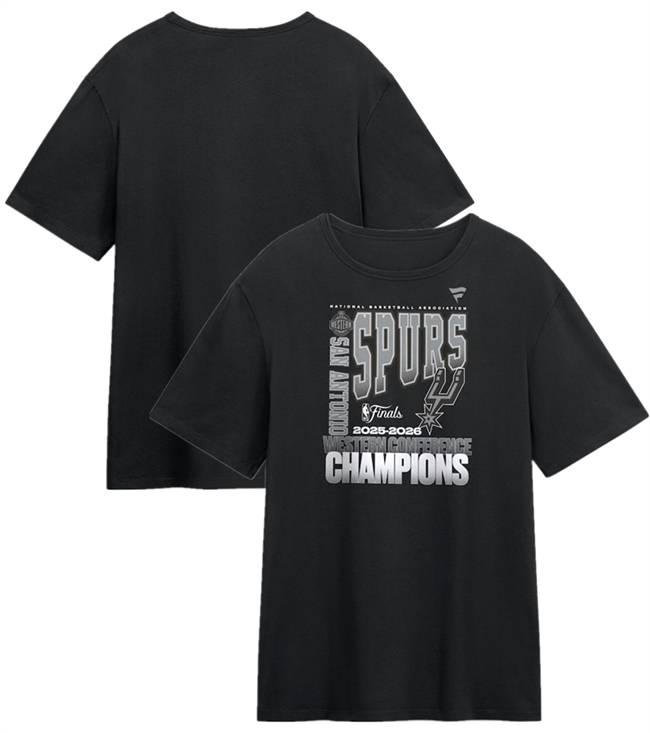 Men's San Antonio Spurs Black 2026 Western Conference Champions Stacked Block T-Shirt